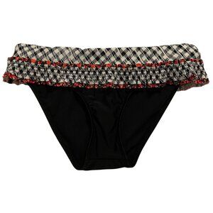 NEW Volcom Gingham Floral Smocked Fold Over Bikini Bottoms Sz. XS
